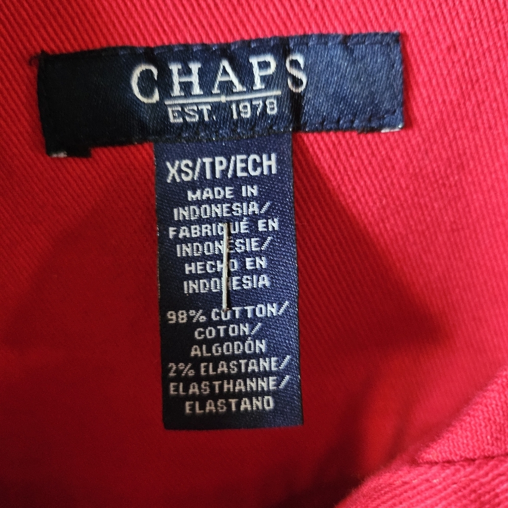 Chaps Red Denim Jacket Collared Buttoned Down Wom… - image 2